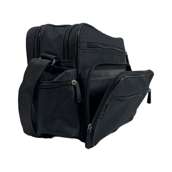 Сумка через плече українського виробника на 4 відділення, функціональна, чорна Сумка через плече українського виробника на 4 відділення, функціональна, чорна