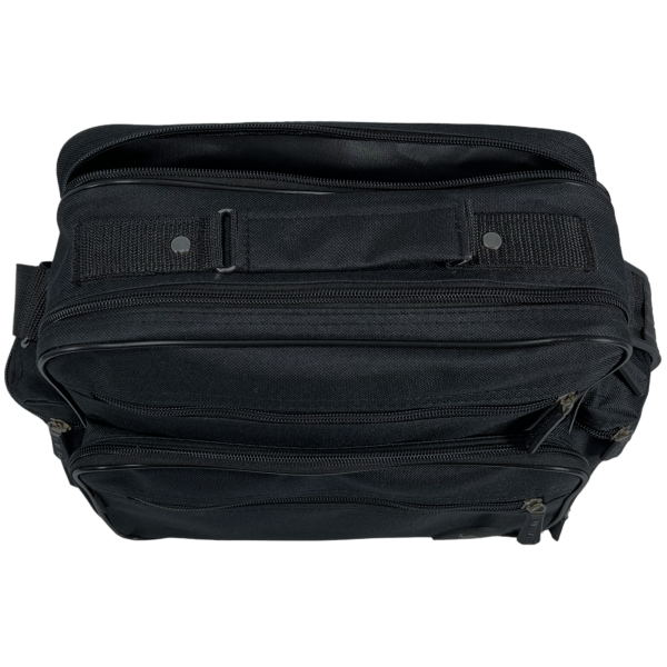 Сумка через плече українського виробника на 4 відділення, функціональна, чорна Сумка через плече українського виробника на 4 відділення, функціональна, чорна