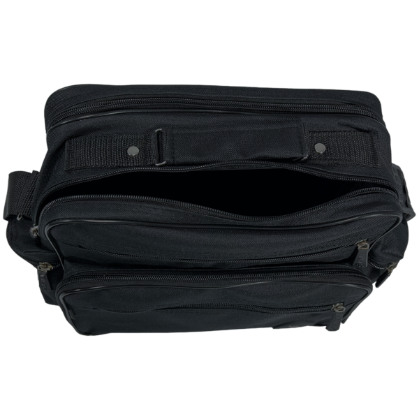 Сумка через плече українського виробника на 4 відділення, функціональна, чорна Сумка через плече українського виробника на 4 відділення, функціональна, чорна