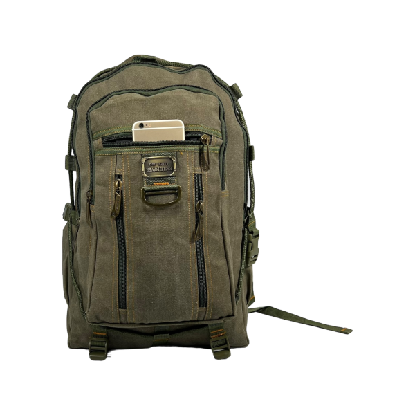 Брезентовый городской рюкзак, крепкий, 30 л, одно основное отделение, фронтальные карманы, хаки Брезентовый городской рюкзак, крепкий, 30 л, одно основное отделение, фронтальные карманы, хаки