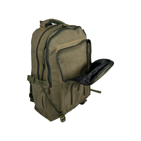 Брезентовый городской рюкзак, крепкий, 30 л, одно основное отделение, фронтальные карманы, хаки Брезентовый городской рюкзак, крепкий, 30 л, одно основное отделение, фронтальные карманы, хаки