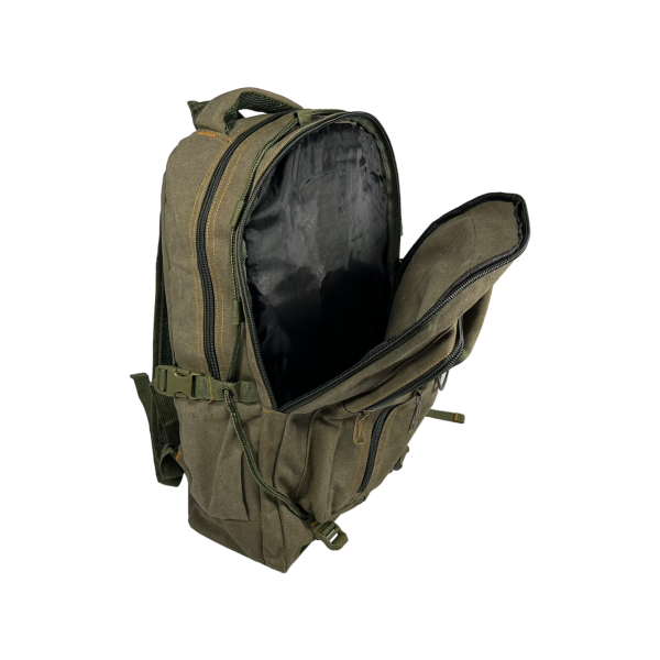 Брезентовый городской рюкзак, крепкий, 30 л, одно основное отделение, фронтальные карманы, хаки Брезентовый городской рюкзак, крепкий, 30 л, одно основное отделение, фронтальные карманы, хаки