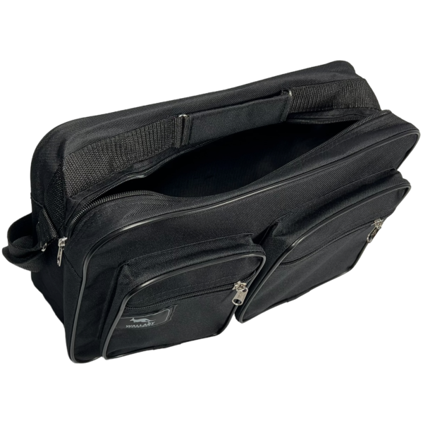 Вместительность и функциональная сумка через плечо на три отделения, черная Вместительность и функциональная сумка через плечо на три отделения, черная