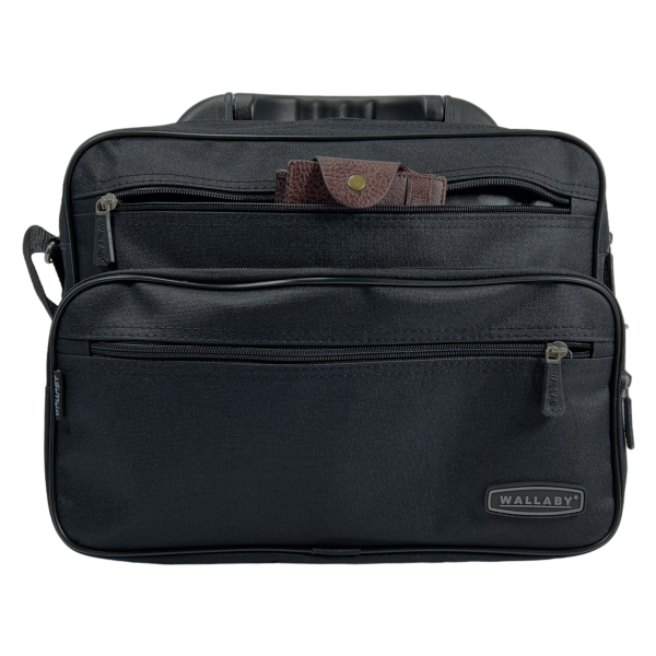 Функціональна сумка через плече на п'ять відділень, міцна, чорна Функціональна сумка через плече на п'ять відділень, міцна, чорна