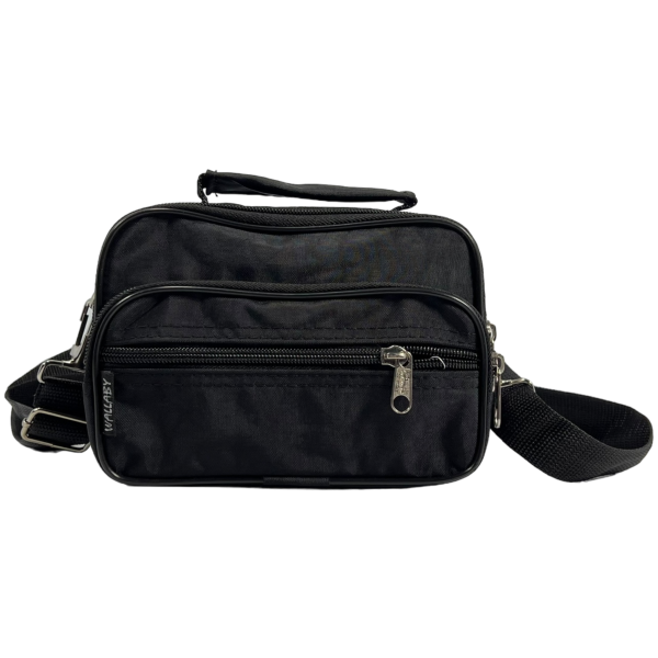 Текстильна сумка через плече українського виробника на три відділення, чорна