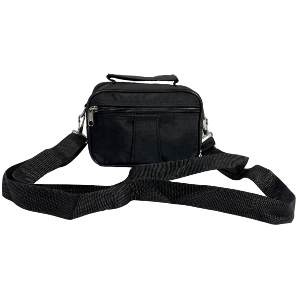 Текстильна сумка через плече українського виробника на три відділення, чорна Текстильна сумка через плече українського виробника на три відділення, чорна
