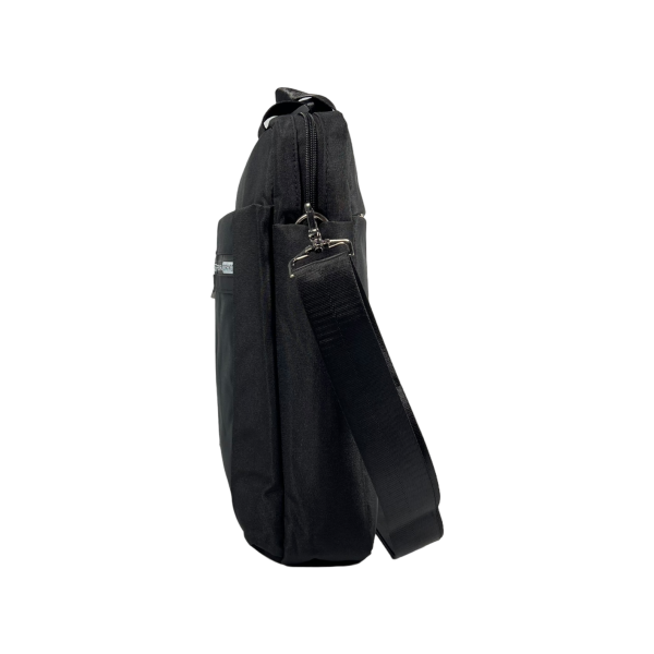 Практична та стильна сумка через плече на три відділення чорного кольору