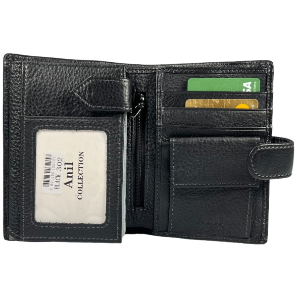 Практичный мужской кошелек из натуральной кожи, черный