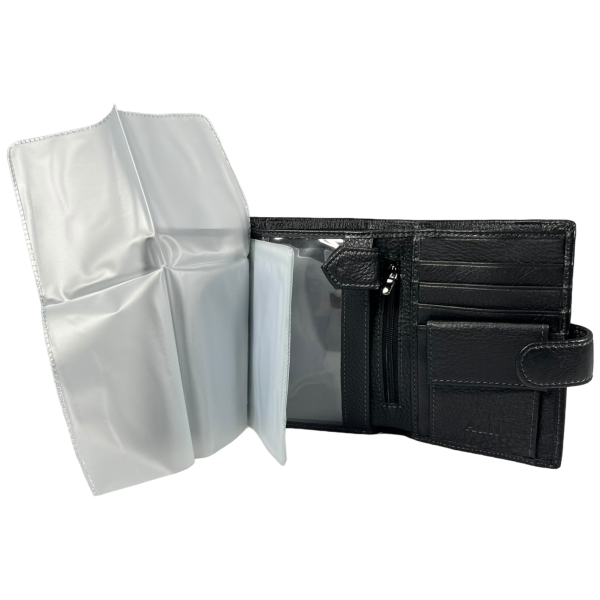 Практичный мужской кошелек из натуральной кожи, черный