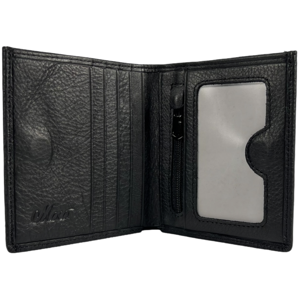 Кожаный мужской кошелек, черный, 1 отдел для купюр
