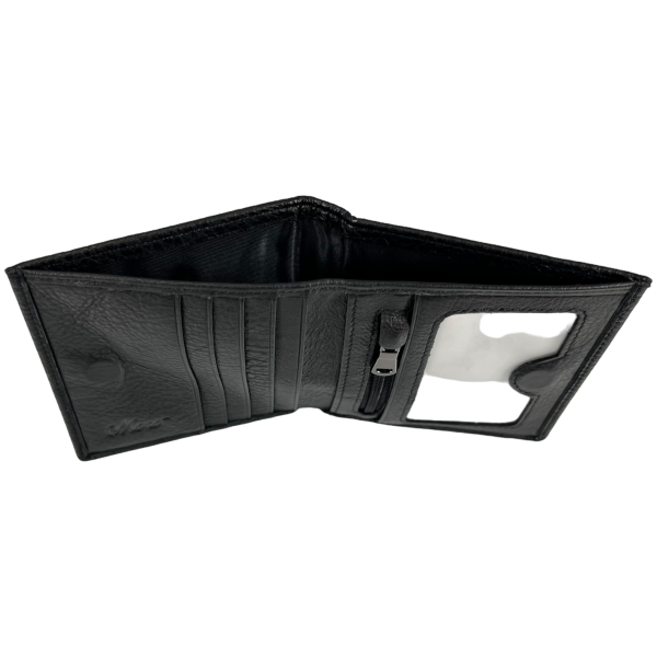 Кожаный мужской кошелек, черный, 1 отдел для купюр