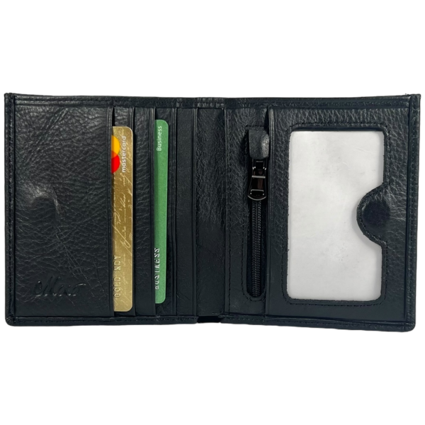 Кожаный мужской кошелек, черный, 1 отдел для купюр