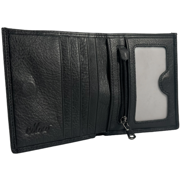 Кожаный мужской кошелек, черный, 1 отдел для купюр