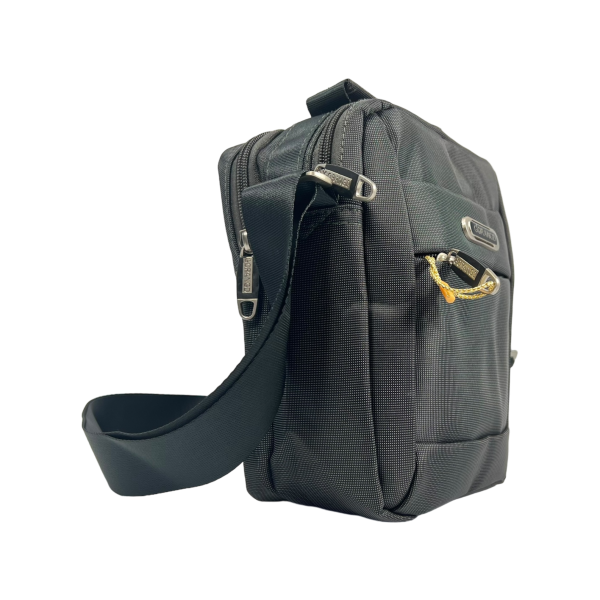 Комфортная сумка через плечо на три отделения, 3 л, текстиль, серая Комфортная сумка через плечо на три отделения, 3 л, текстиль, серая