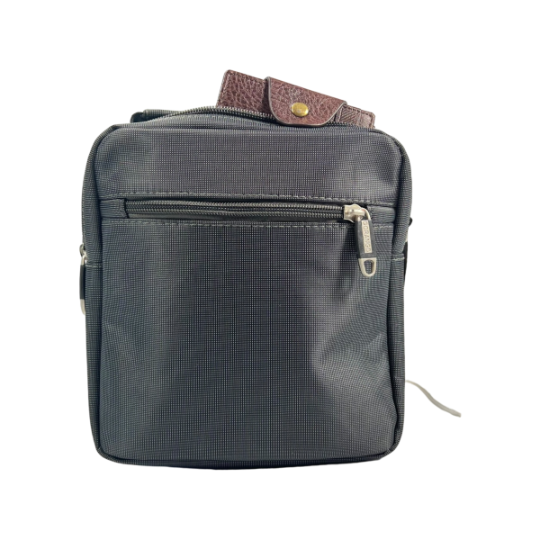 Комфортная сумка через плечо на три отделения, 3 л, текстиль, серая Комфортная сумка через плечо на три отделения, 3 л, текстиль, серая