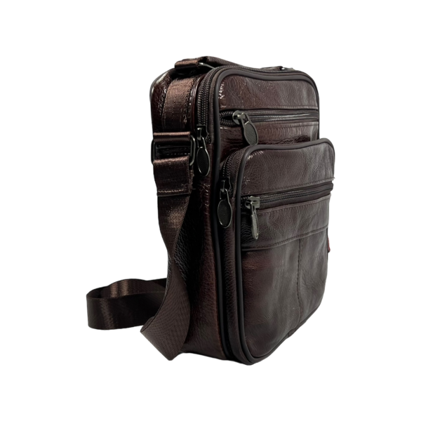Сумка через плечо из натуральной кожи, мужская, 4 л, универсальная, коричневая Сумка через плечо из натуральной кожи, мужская, 4 л, универсальная, коричневая