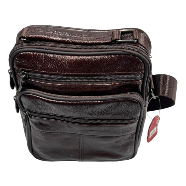 Сумка через плечо из натуральной кожи, мужская, 4 л, универсальная, коричневая Сумка через плечо из натуральной кожи, мужская, 4 л, универсальная, коричневая