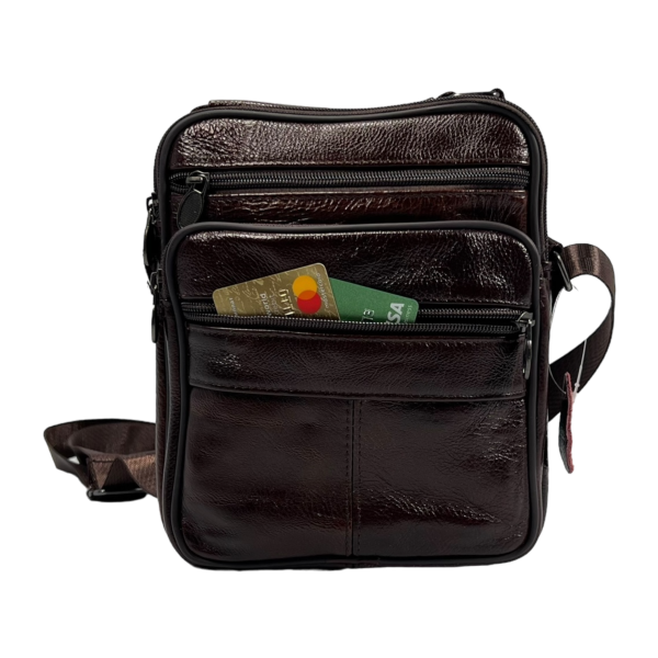 Сумка через плечо из натуральной кожи, мужская, 4 л, универсальная, коричневая Сумка через плечо из натуральной кожи, мужская, 4 л, универсальная, коричневая