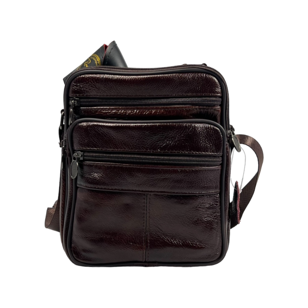 Сумка через плечо из натуральной кожи, мужская, 4 л, универсальная, коричневая Сумка через плечо из натуральной кожи, мужская, 4 л, универсальная, коричневая
