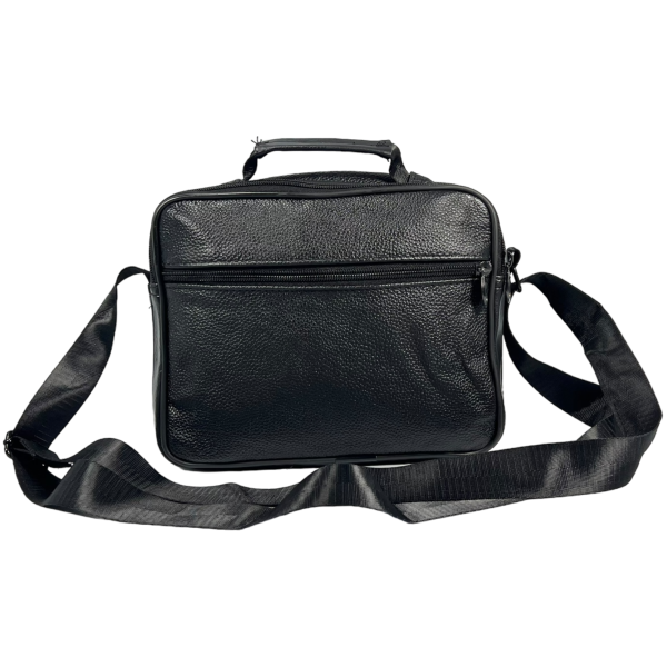 Мужская вместительная кожаная сумка через плечо, 7 л, черная Мужская вместительная кожаная сумка через плечо, 7 л, черная