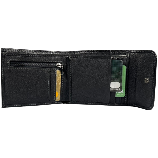 Стильный мужской кошелек из натуральной кожи, цвет черный.