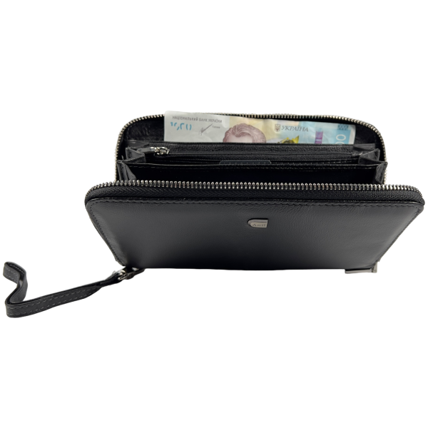 Классический мужской кошелек из натуральной кожи, 5 отделов для купюр