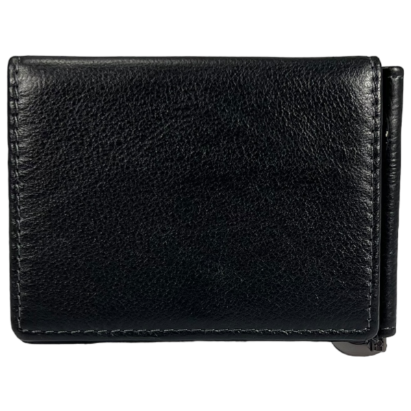 Кожаный мужской кошелек-зажим Anil черного цвета