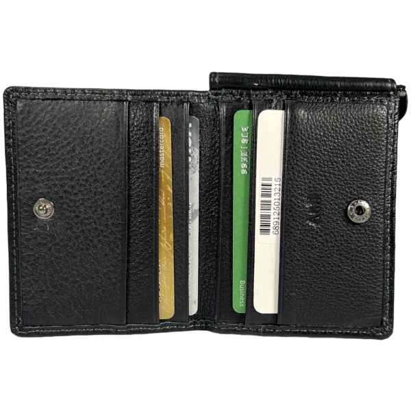 Кожаный мужской кошелек-зажим Anil черного цвета