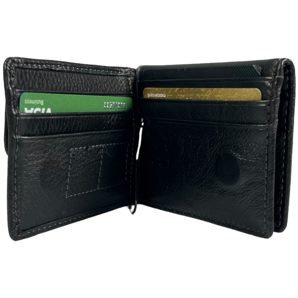 Кожаный мужской кошелек-зажим Anil черного цвета