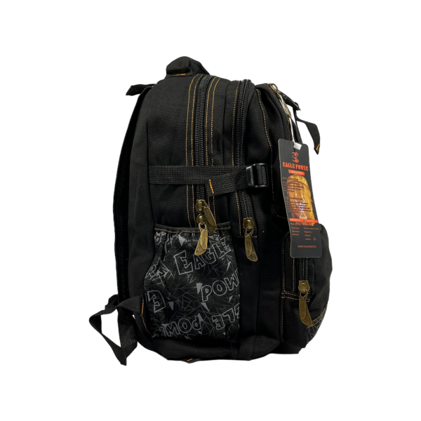 Міський рюкзак, брезентовий, колір чорний, 25 л, 4 відділення з боковими кишенями