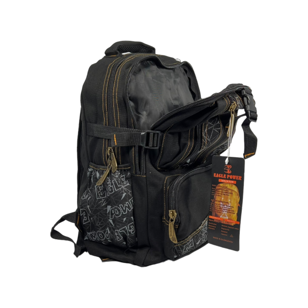 Міський рюкзак, брезентовий, колір чорний, 25 л, 4 відділення з боковими кишенями