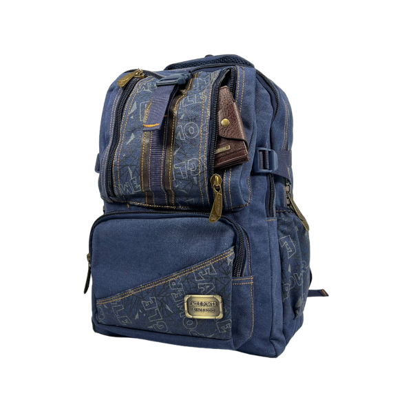 Міський рюкзак, брезентовий, колір синій, 25 л, 4 відділення з боковими кишенями Міський рюкзак, брезентовий, колір синій, 25 л, 4 відділення з боковими кишенями