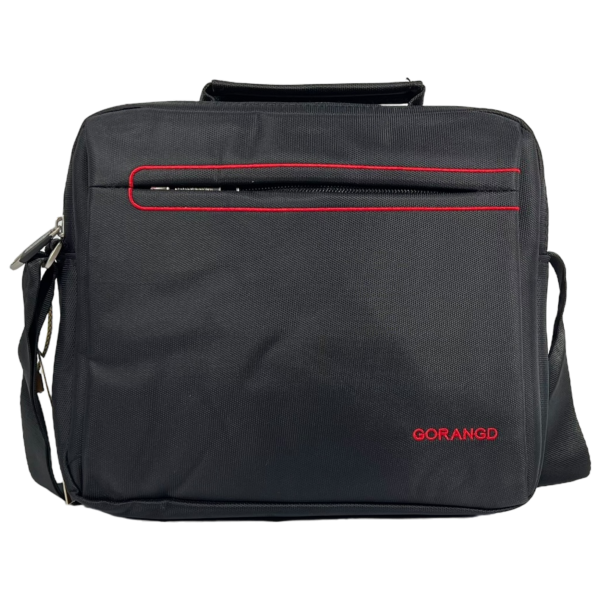 Комфортная и многофункциональная сумка через плечо, крепкая, 3 отделения, черная с красным