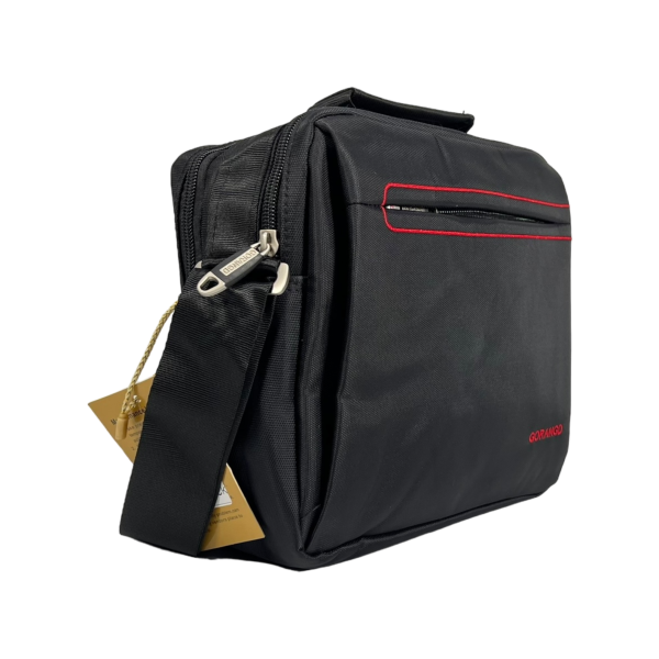 Комфортная и многофункциональная сумка через плечо, крепкая, 3 отделения, черная с красным Комфортная и многофункциональная сумка через плечо, крепкая, 3 отделения, черная с красным