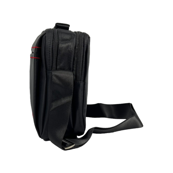 Комфортная и многофункциональная сумка через плечо, крепкая, 3 отделения, черная с красным Комфортная и многофункциональная сумка через плечо, крепкая, 3 отделения, черная с красным