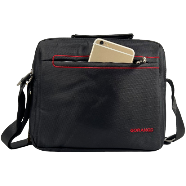 Комфортная и многофункциональная сумка через плечо, крепкая, 3 отделения, черная с красным Комфортная и многофункциональная сумка через плечо, крепкая, 3 отделения, черная с красным