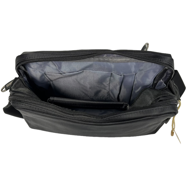 Комфортная и многофункциональная сумка через плечо, крепкая, 3 отделения, черная с красным Комфортная и многофункциональная сумка через плечо, крепкая, 3 отделения, черная с красным