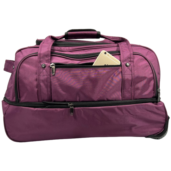 Вместительная сумка на колесах на пять отделений, 77 л, фиолетовая