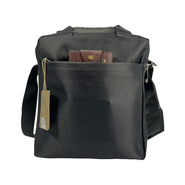 Практичная сумка через плечо на три отделения, водонепроницаемая ткань, черная Практичная сумка через плечо на три отделения, водонепроницаемая ткань, черная