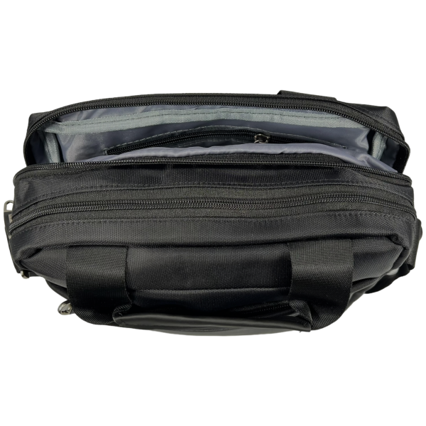 Практичная сумка через плечо на три отделения, водонепроницаемая ткань, черная Практичная сумка через плечо на три отделения, водонепроницаемая ткань, черная