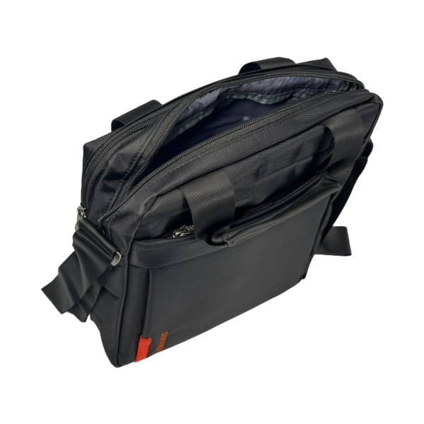 Практичная сумка через плечо на три отделения, водонепроницаемая ткань, черная Практичная сумка через плечо на три отделения, водонепроницаемая ткань, черная