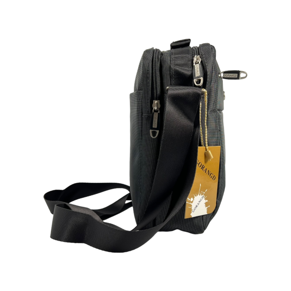 Сумка через плечо на три отделения, текстиль, 4 л, крепкая, черная