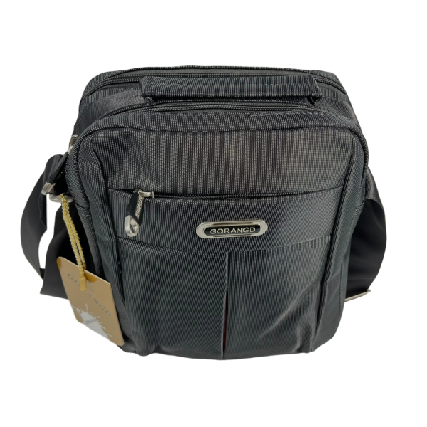 Сумка через плечо на три отделения, текстиль, 4 л, крепкая, черная