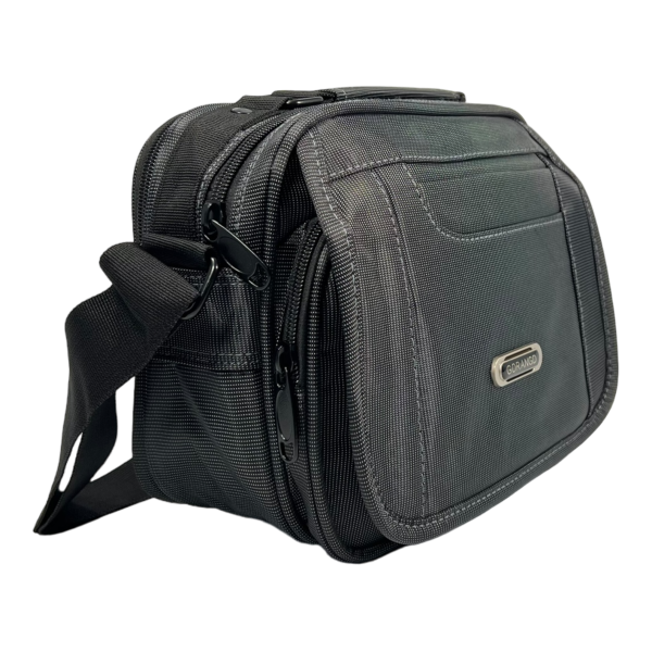 Сумка через плечо, оснащена молнией и липучкой, ручки для переноса, 4 отделения, черная Сумка через плечо, оснащена молнией и липучкой, ручки для переноса, 4 отделения, черная