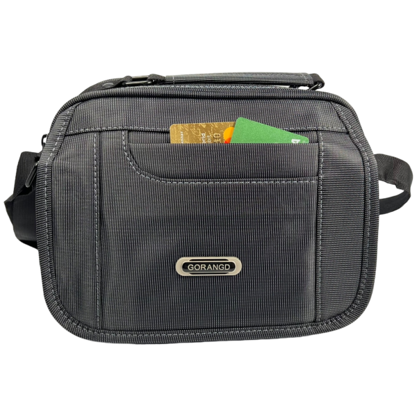 Сумка через плечо, оснащена молнией и липучкой, ручки для переноса, 4 отделения, черная Сумка через плечо, оснащена молнией и липучкой, ручки для переноса, 4 отделения, черная