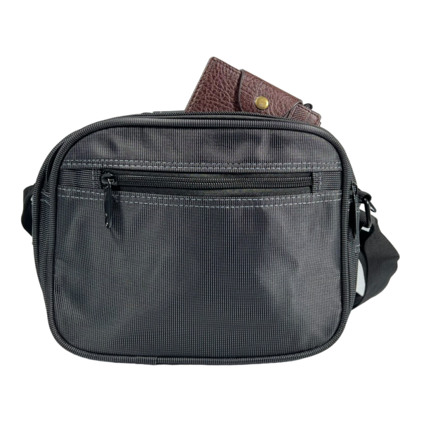 Сумка через плечо, оснащена молнией и липучкой, ручки для переноса, 4 отделения, черная Сумка через плечо, оснащена молнией и липучкой, ручки для переноса, 4 отделения, черная