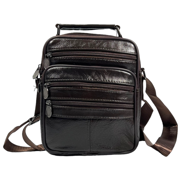 Сумка через плечо из натуральной кожи, мужская, 3 л, коричневая