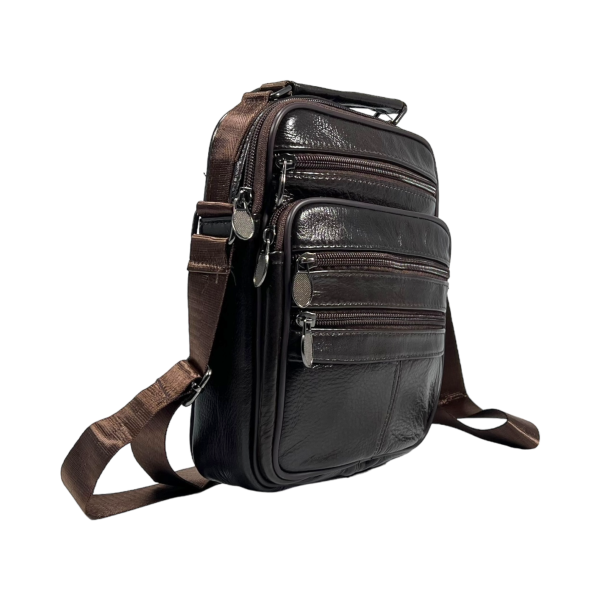 Сумка через плечо из натуральной кожи, мужская, 3 л, коричневая