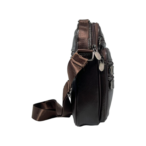 Сумка через плечо из натуральной кожи, мужская, 3 л, коричневая