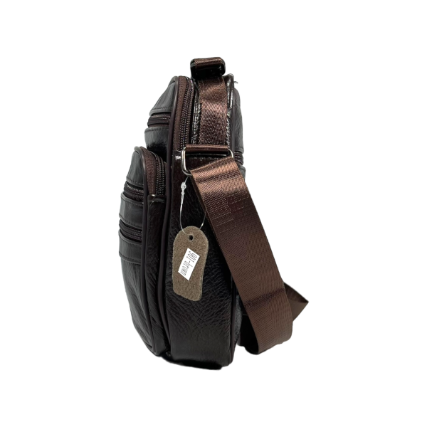 Сумка через плечо из натуральной кожи, мужская, 3 л, коричневая